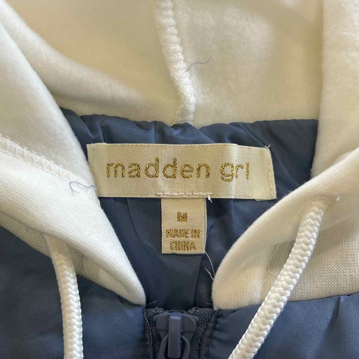 Madden Girl Size M Juniors' Hoodie Puffer Vest - Rustic Blue