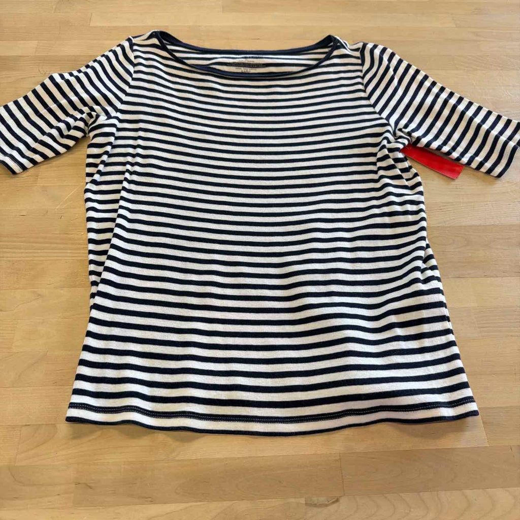 Ann Taylor Size L White & Blue Preloved Blouse