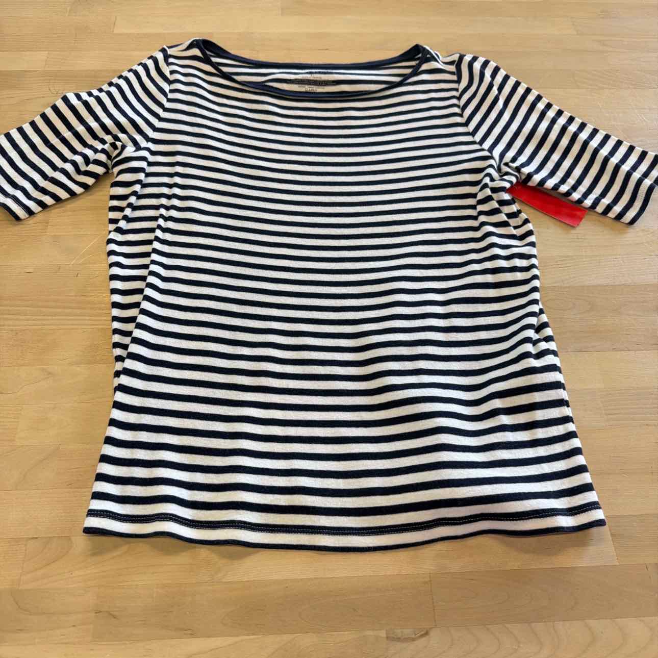 Ann Taylor Size L White & Blue Preloved Blouse