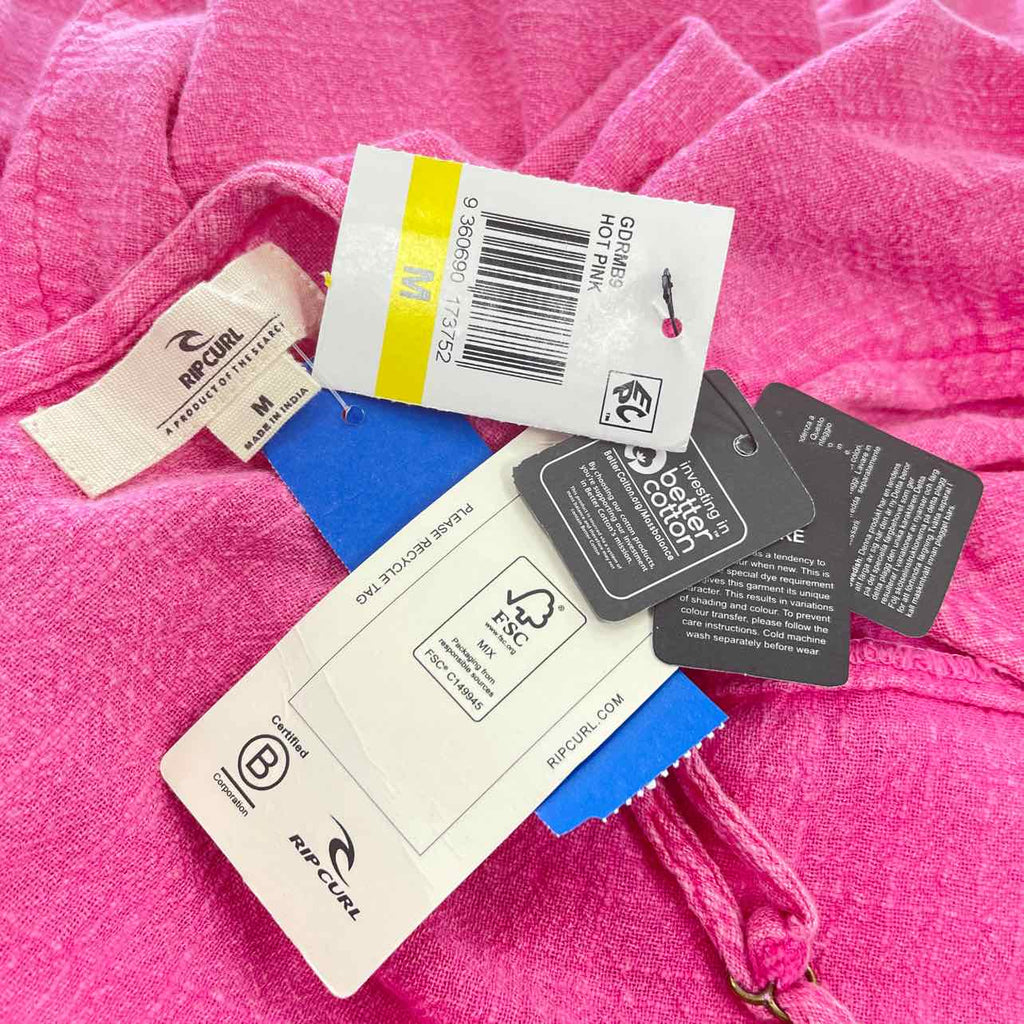 Rip Curl Size M Classic Surf Cotton Sleeveless Romper - Hot Pink