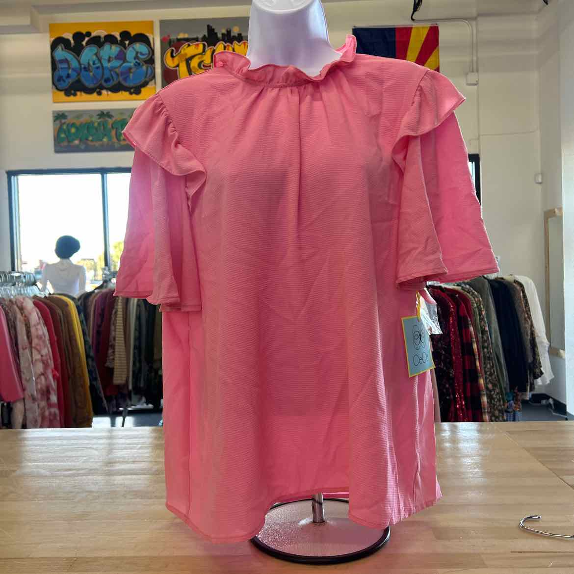 CeCe Size L Pink New Blouse SS