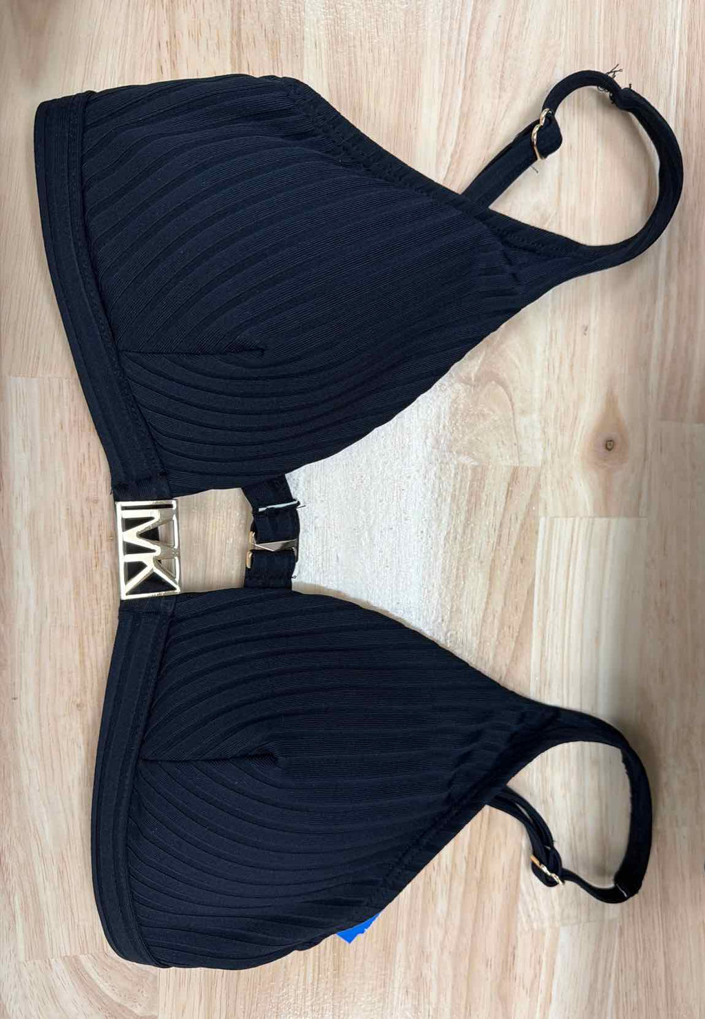 Michael Kors Size S Ribbed Hardware V-Neck Bikini Top