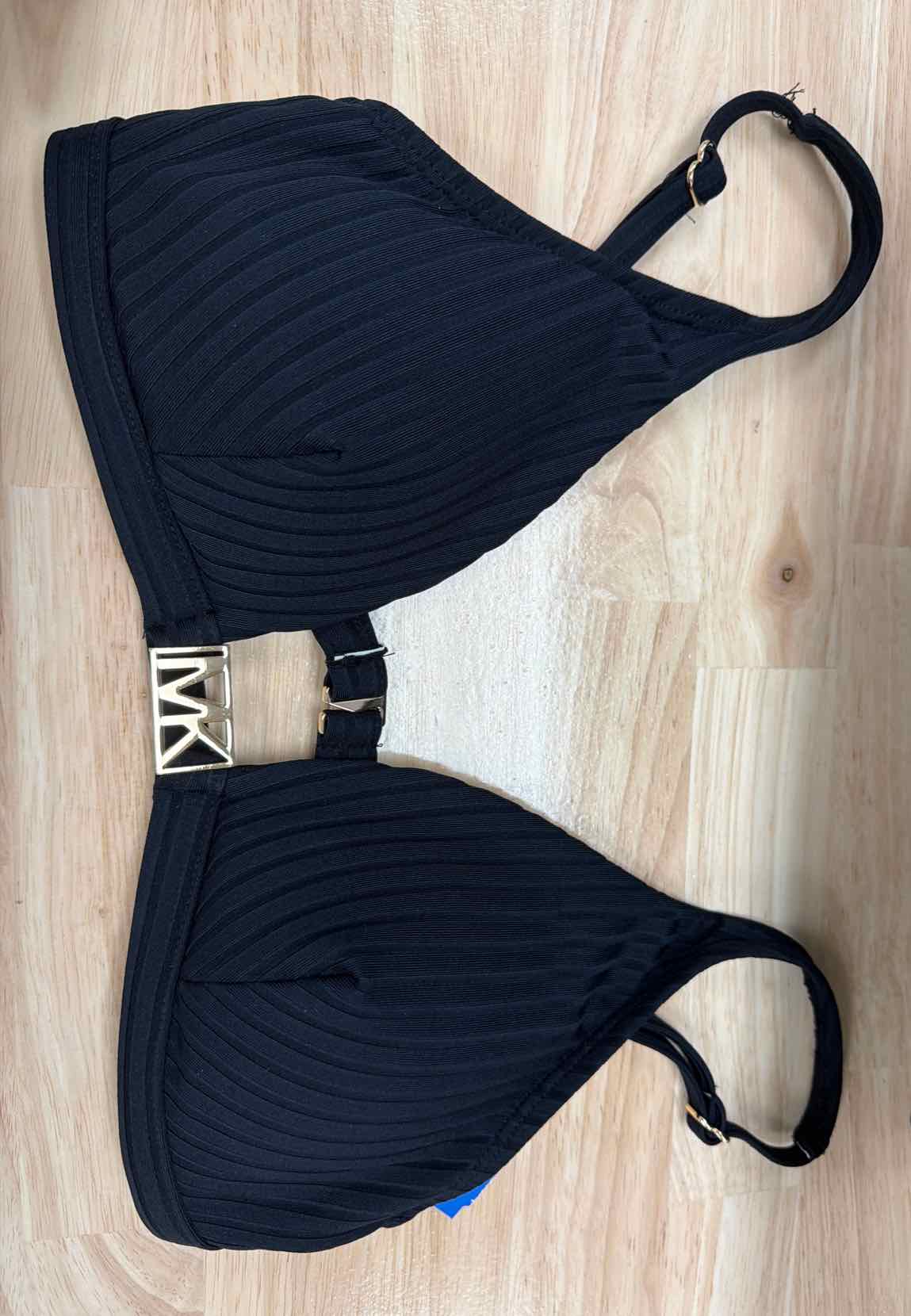 Michael Kors Size S Ribbed Hardware V-Neck Bikini Top