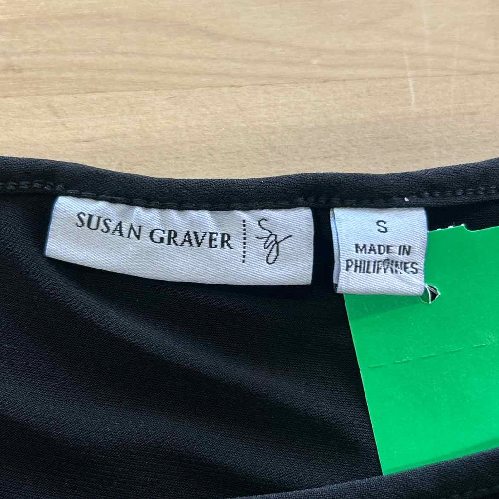 Susan Graver Size S Black Polyester Spandex Preloved Blouse SS