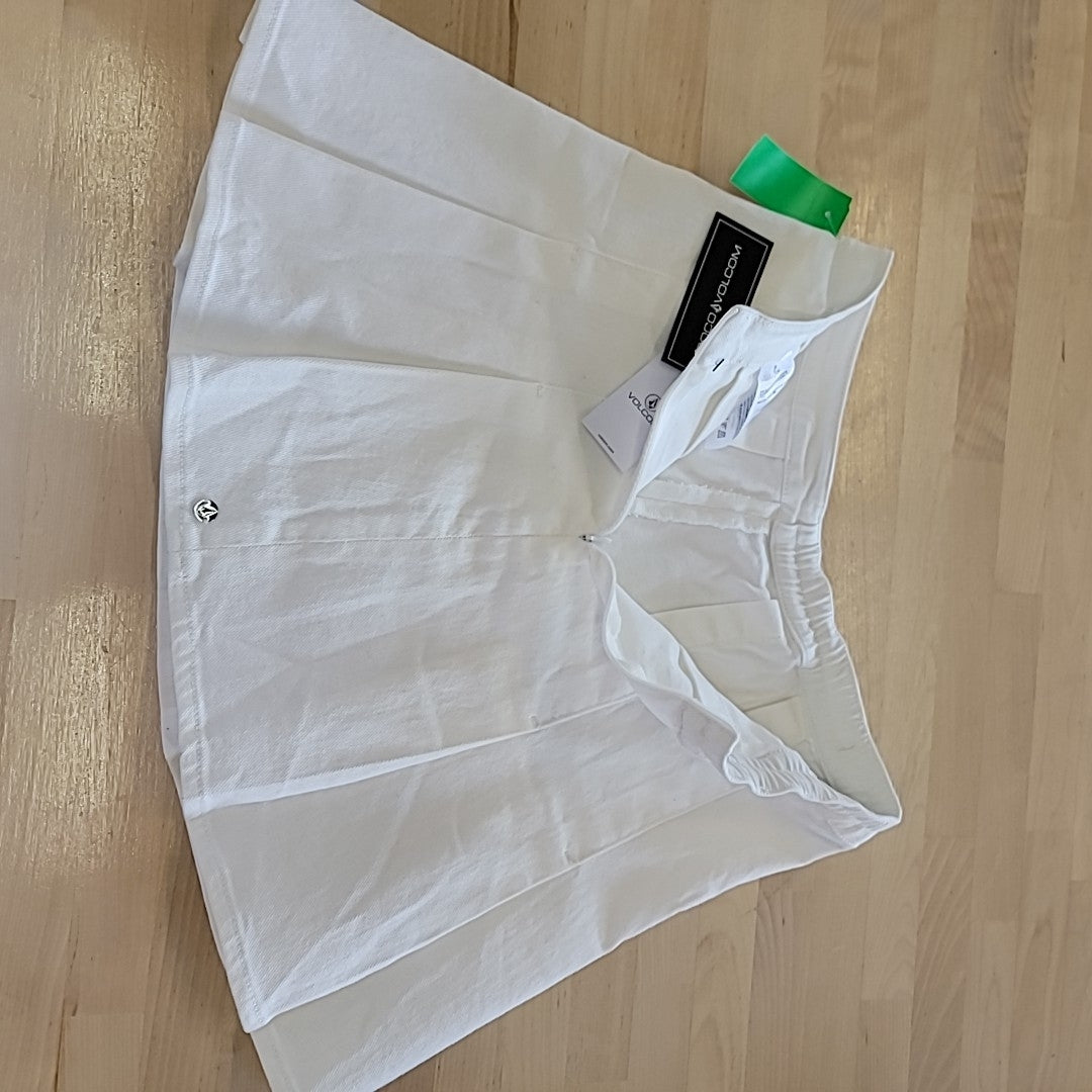 Volcom Size XS Coco Ho Pleated Mini Skirt - Star White