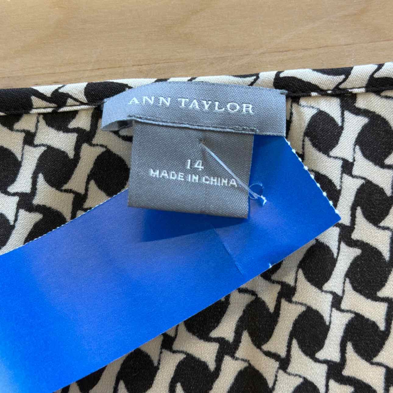 Ann Taylor Size 14 Black Tan Sleeveless