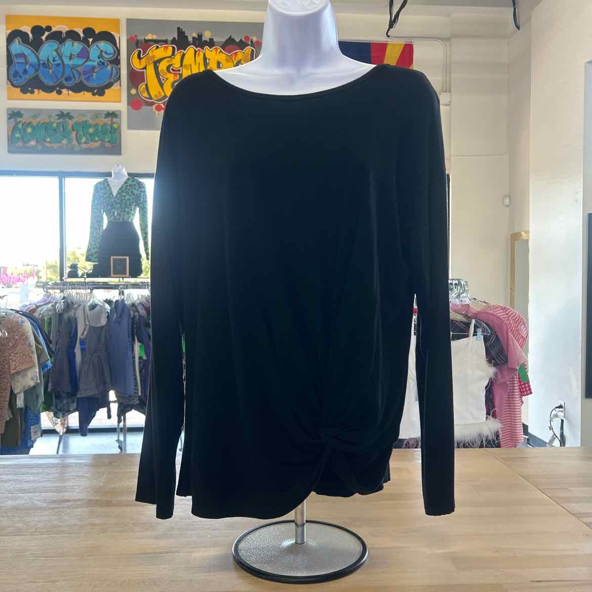 Rebel Society Size M/L Black Preloved Blouse LS