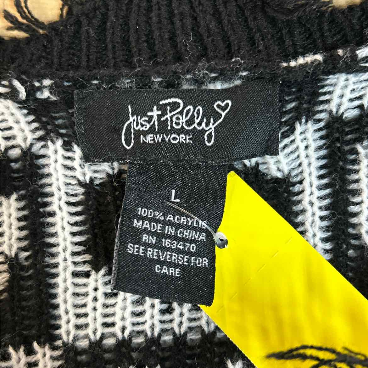 Just Polly Size L Black White Preloved Sweater