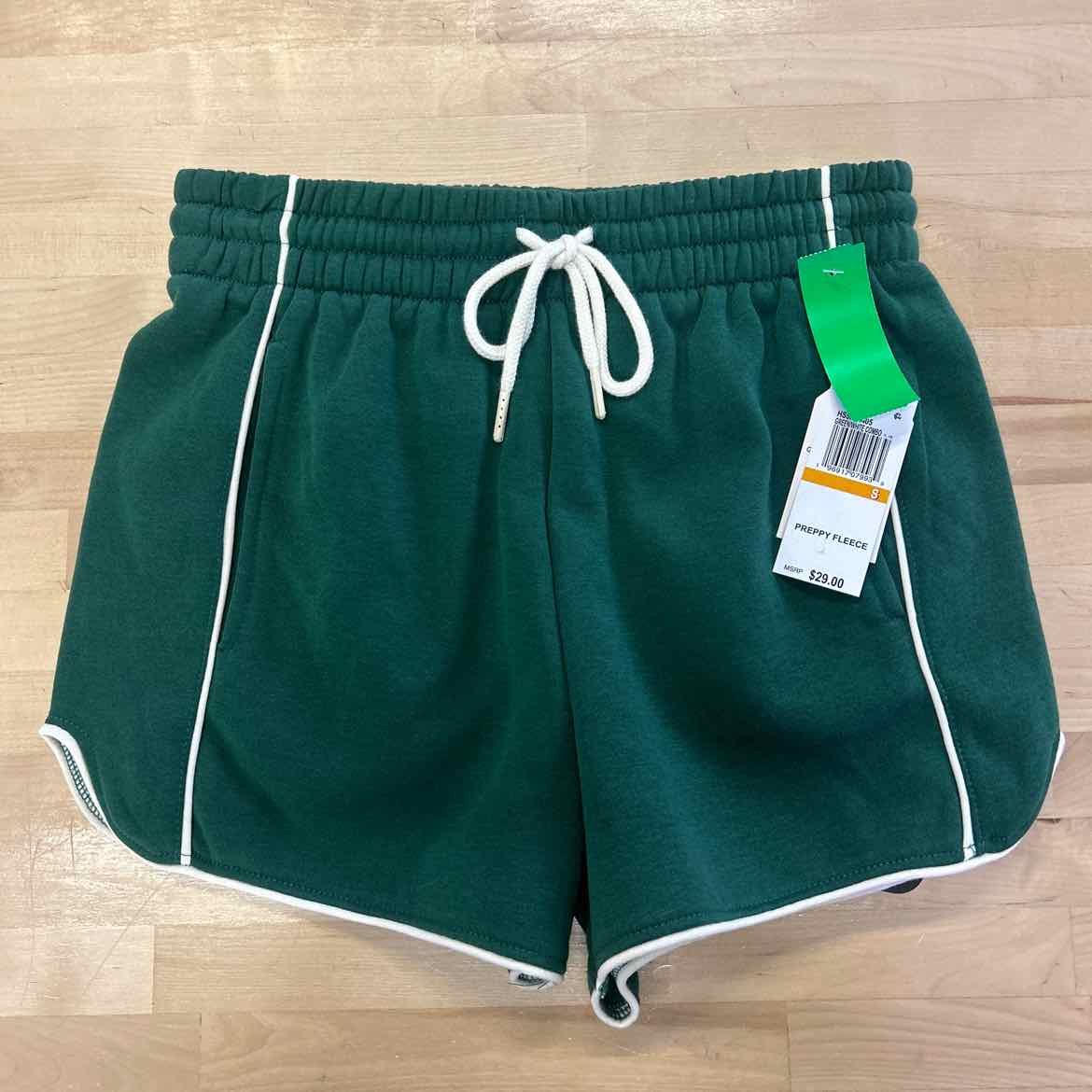 Hippie Rose Juniors' Contrast-Piped Pull-on Sweatshorts - Green - S