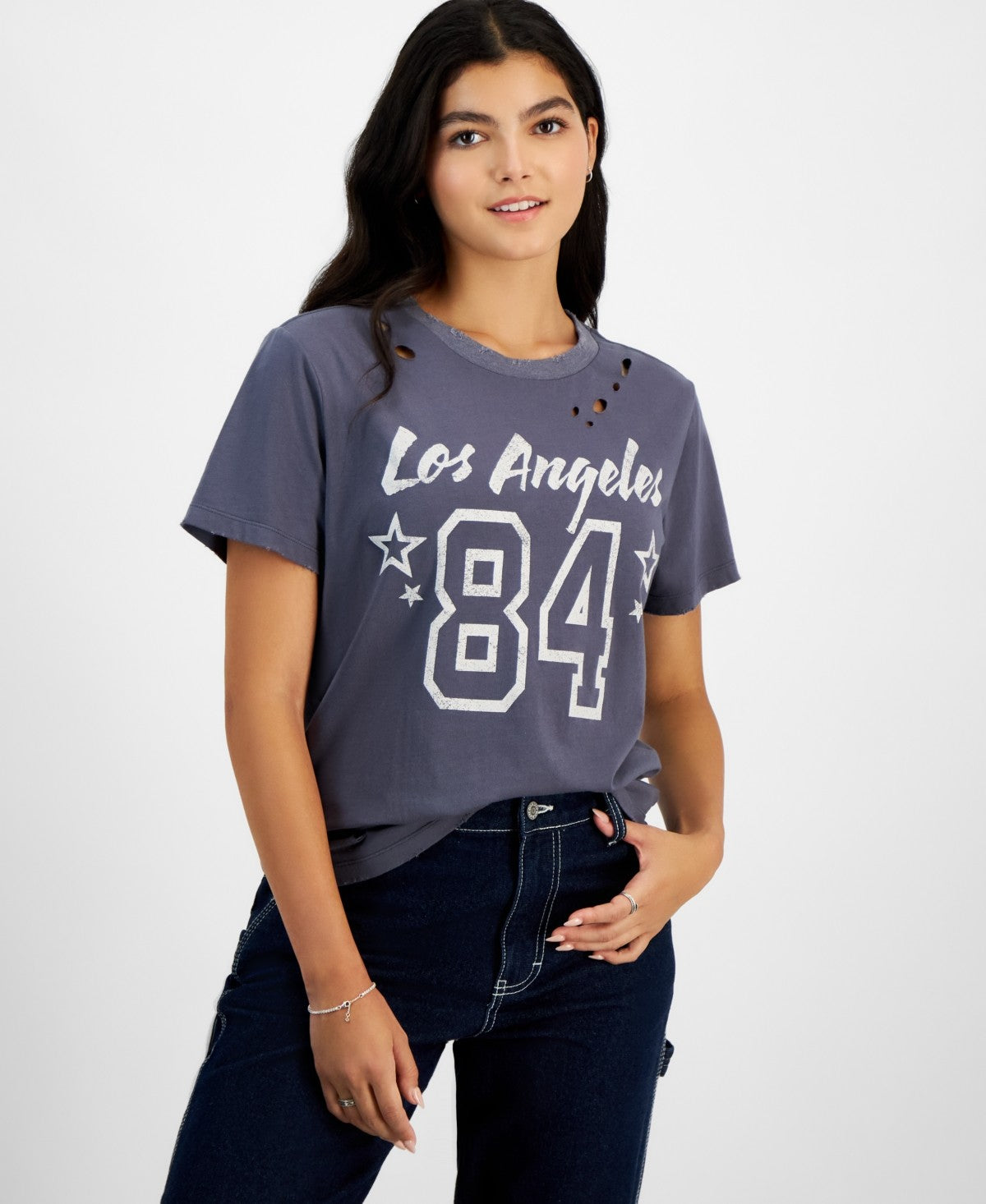 GRAYSON/THREADS Womens Los Angeles Distressed Graphic T-Shirt