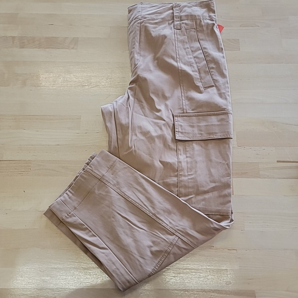 Calvin Klein Size 10 High-Rise Stretch Twill Cargo Ankle Pants - Teak NWT