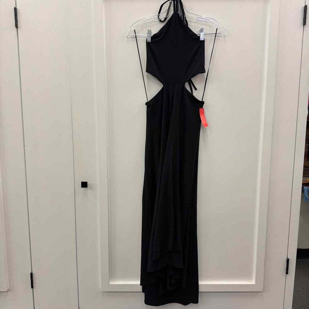 Susana Monaco Size M Black Cutout High-Low Halter MIDI Dress NWT