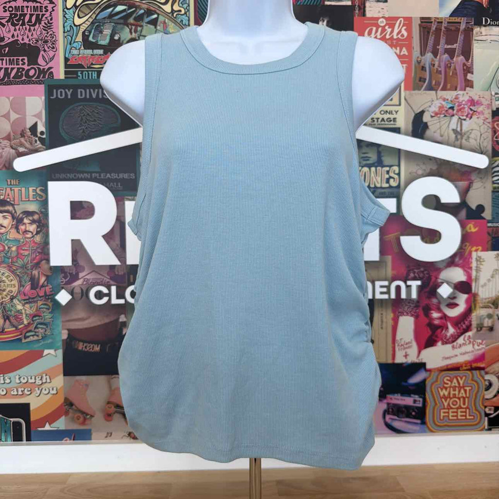 Rebellious One Size L Side Ruched Muscle Tank Top