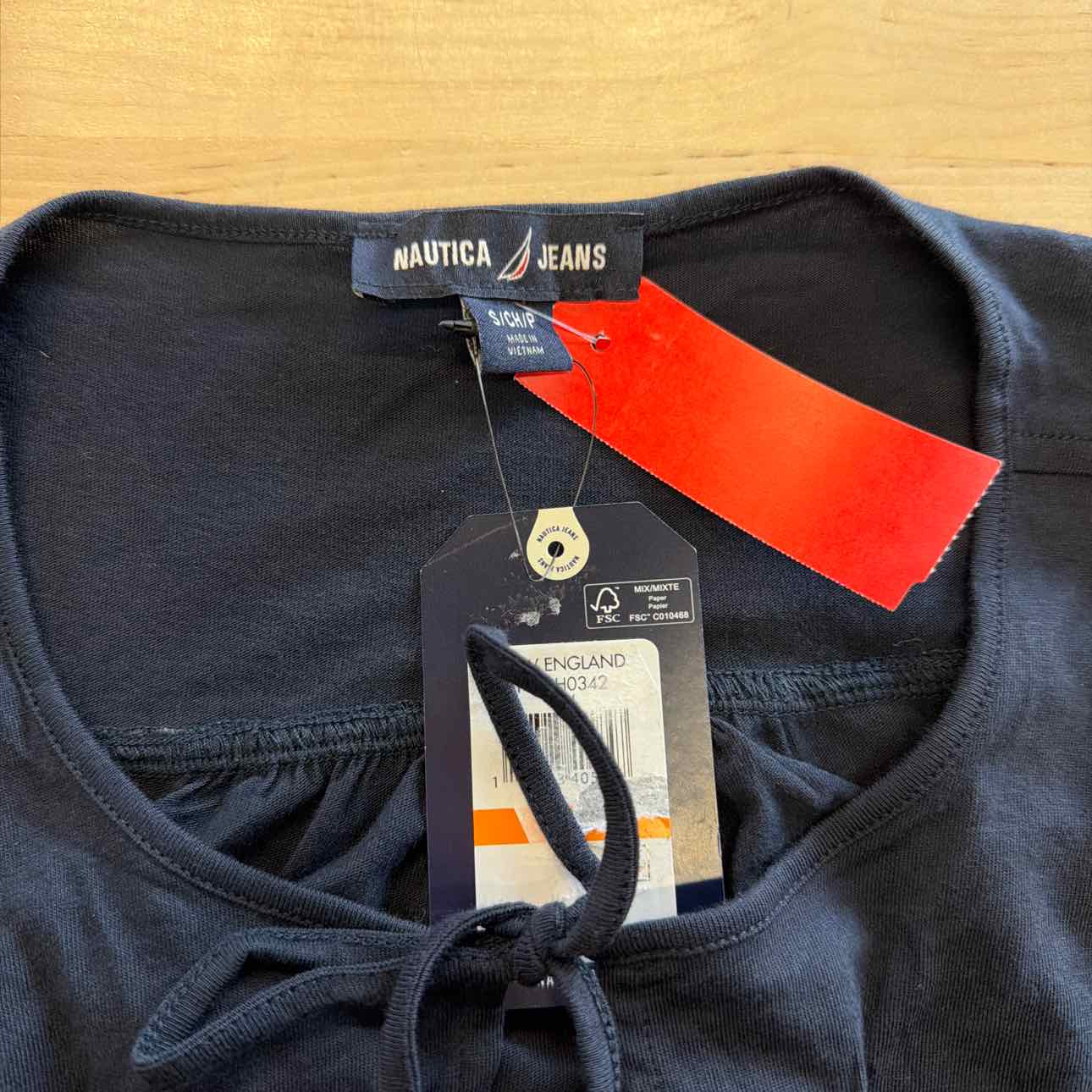 Nautica Women's Jeans Short Sleeve Tie Front Knit Top