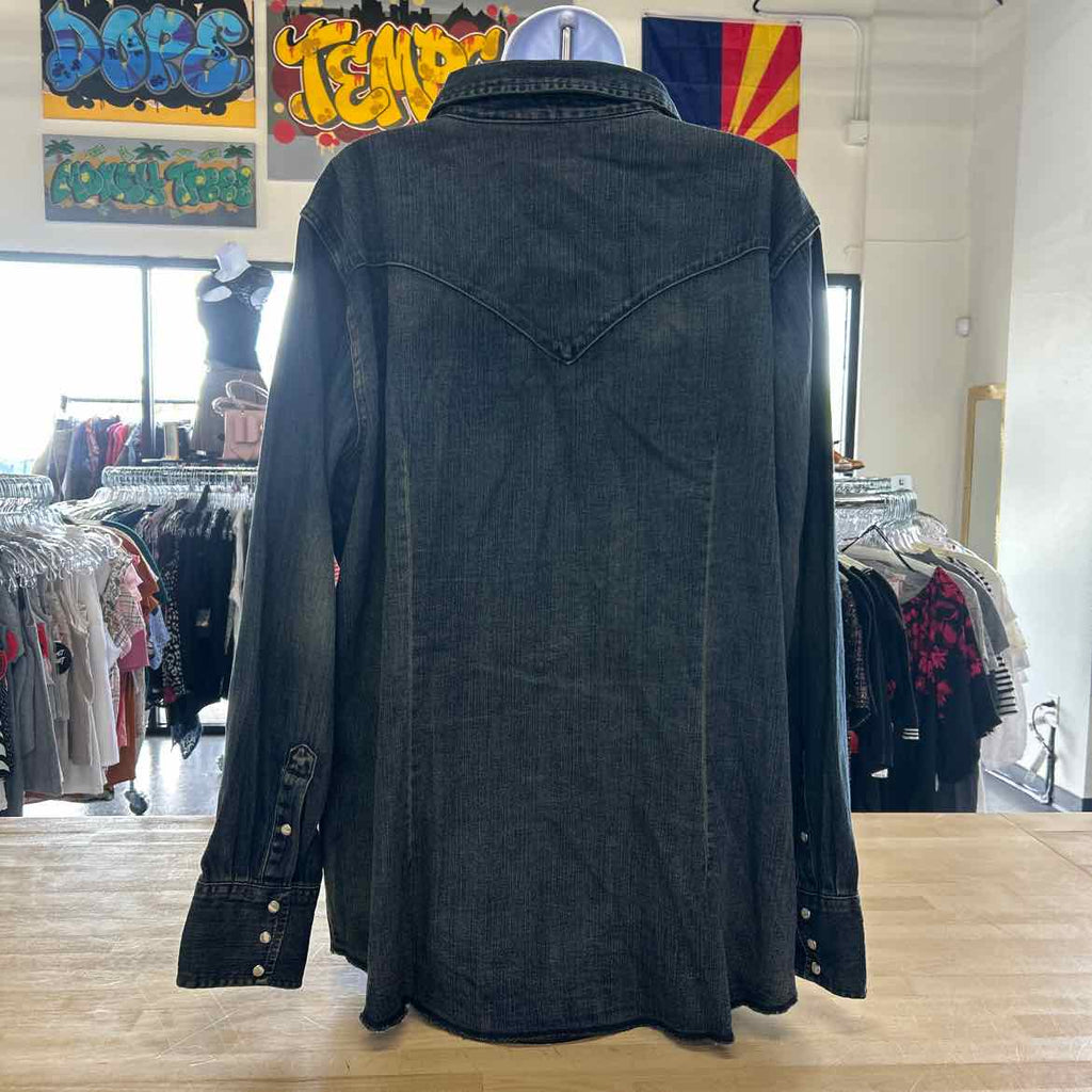 Wrangler Size XXL Blue Denim Preloved Button Down LS