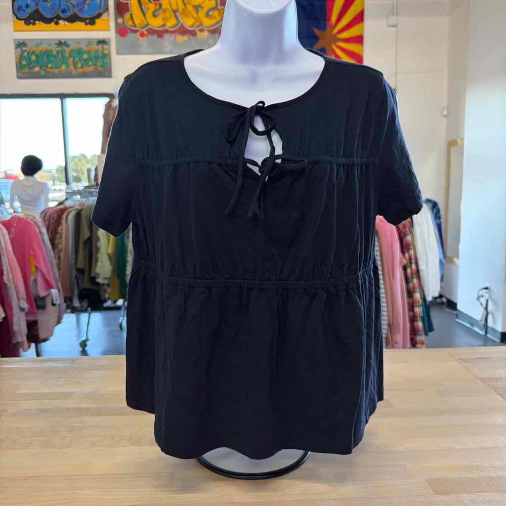 Nautica Women's Jeans Short Sleeve Tie Front Knit Top