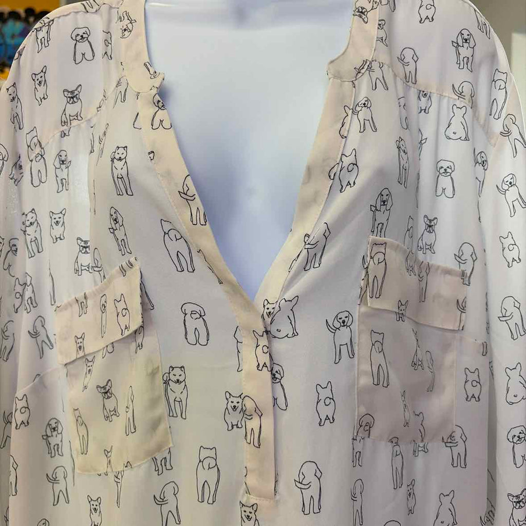 Torrid Size 3 White & Black Used Blouse