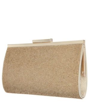 Nina Womens Crystal Frame Clutch Gold-tone