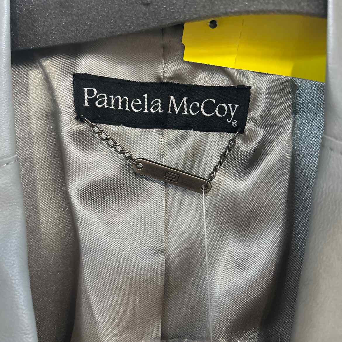 Pamela McCoy Size M Gray Lambskin Leather Preloved Blazer