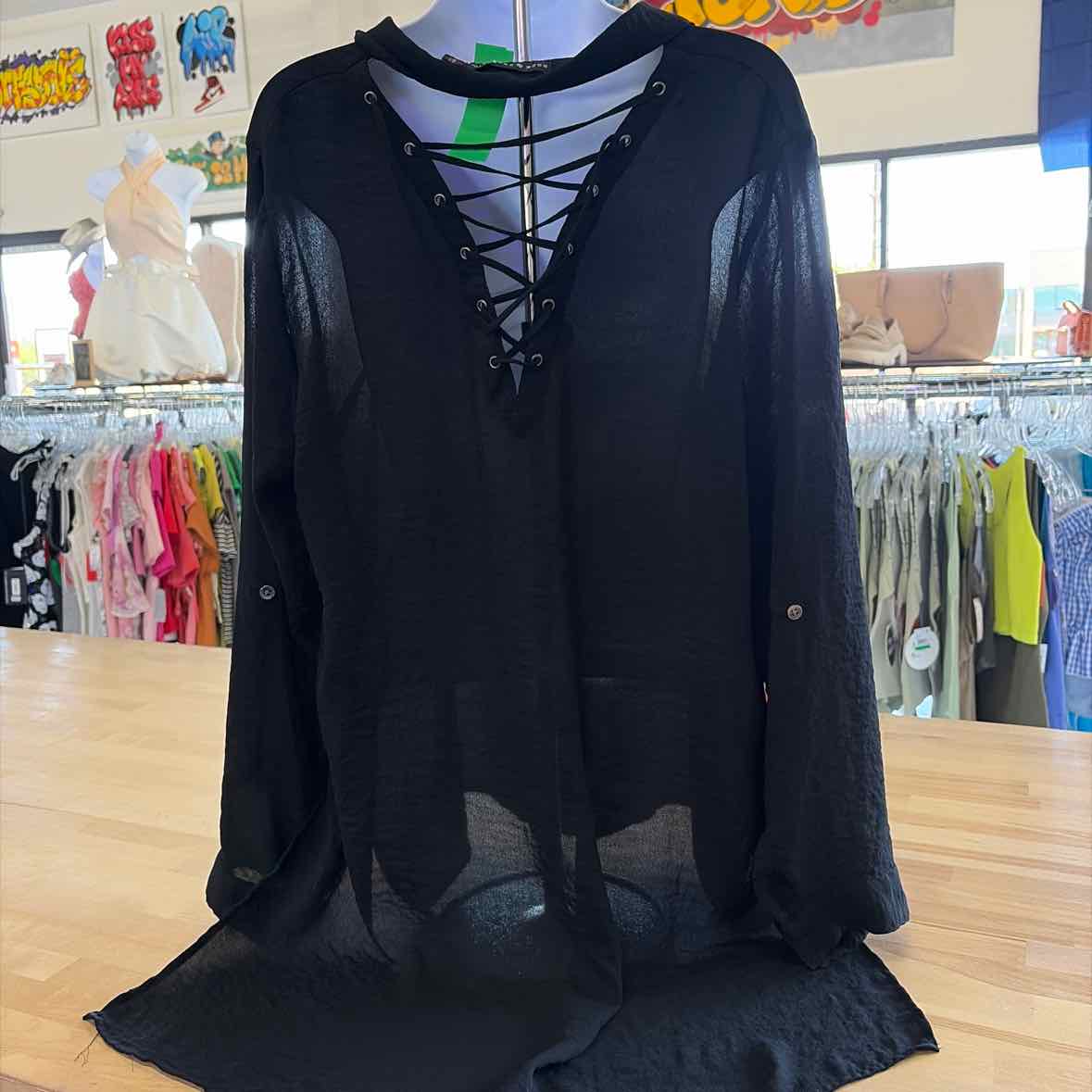 Rock & Republic Size XL Black Preloved Button Down LS