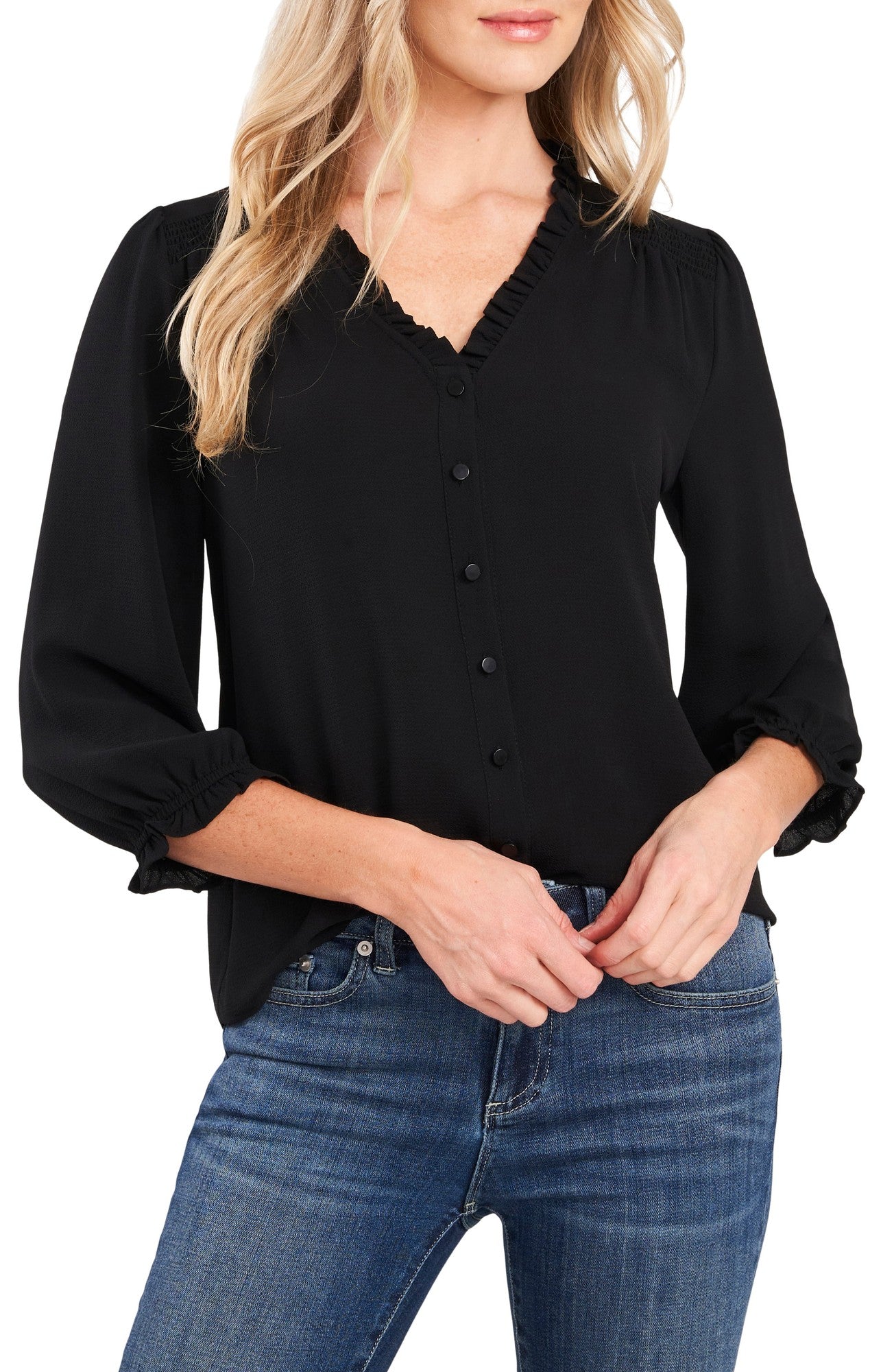 CeCe Size L Black New Long Sleeve