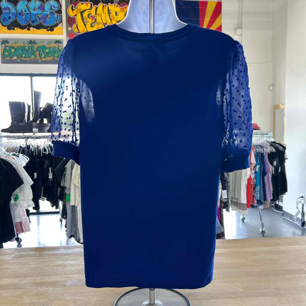 CeCe Size M Blue Preloved Blouse LS