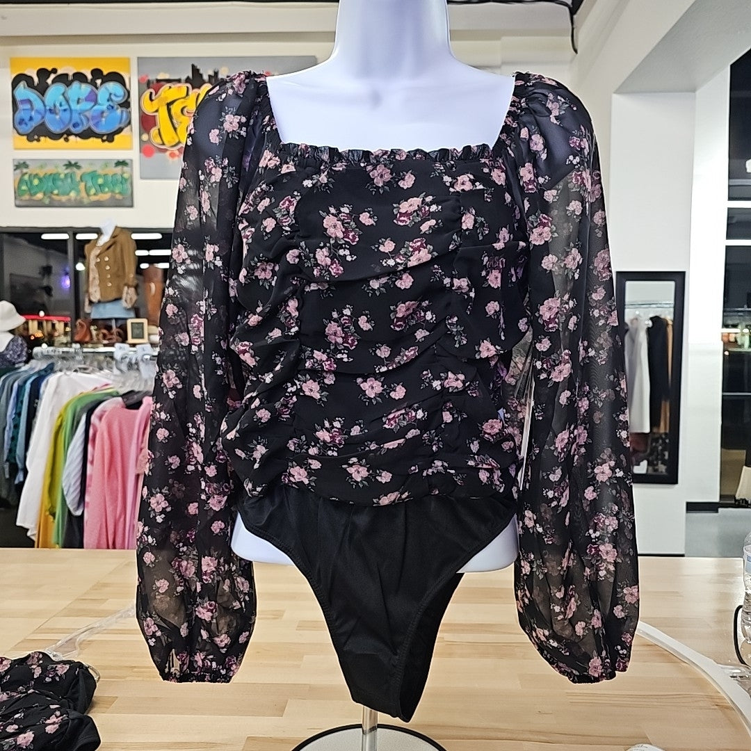 Celebrity Pink Juniors' Ruched Long-Sleeve Bodysuit