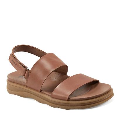 Earth Shoe Size 8.5 Leah Round Toe Strappy Casual Flat Tan Leather Sandals NWT
