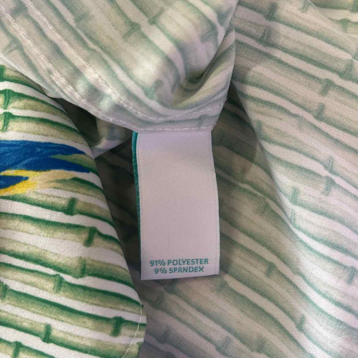 Caribbean Size XXL Green Print Preloved MENS Short Sleeve Shirt