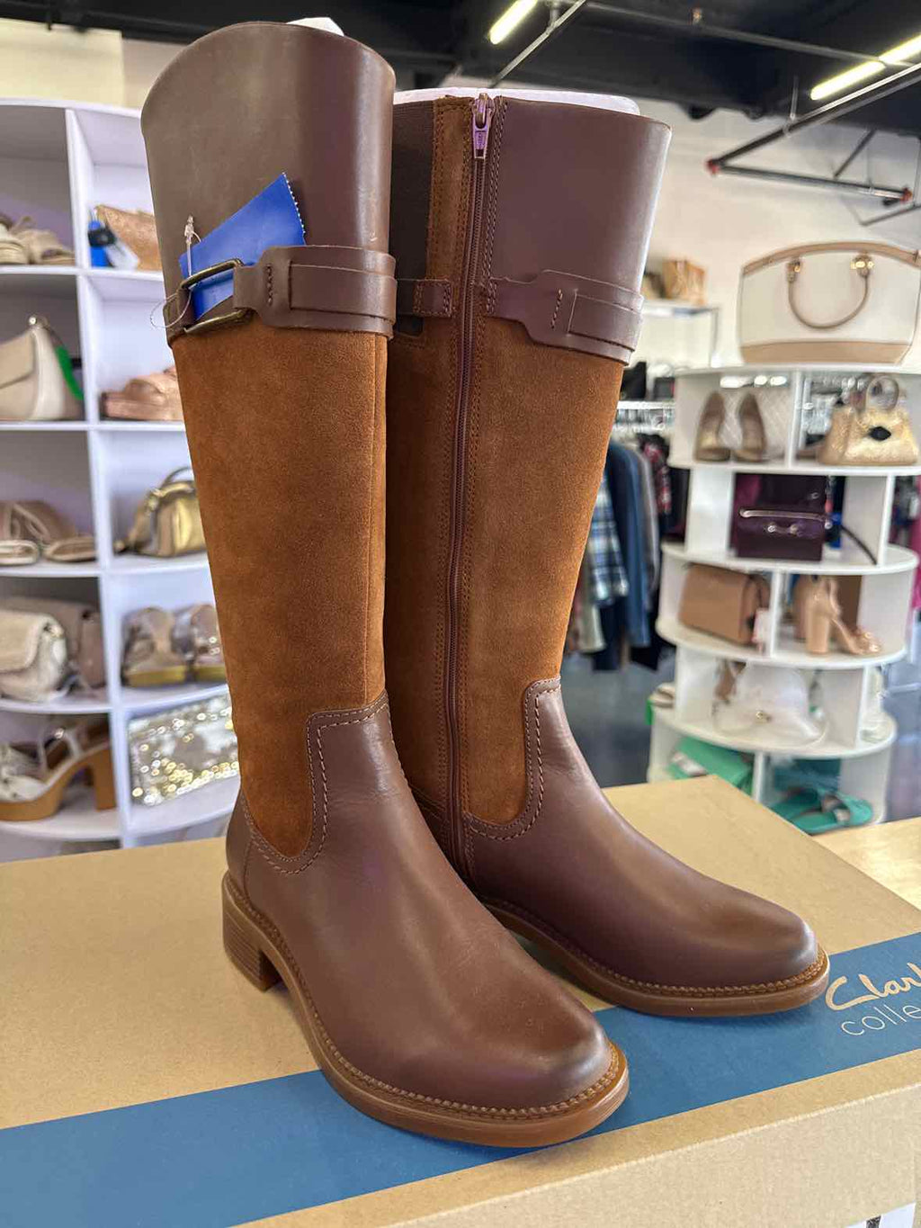 Clarks Shoe Size 6.5 Brown Maye Carly Leather Knee-High Boots NWT