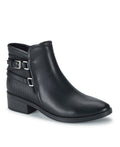 Baretraps Size 5.5 Womens Black Buckled Accent Straps zip-up booties