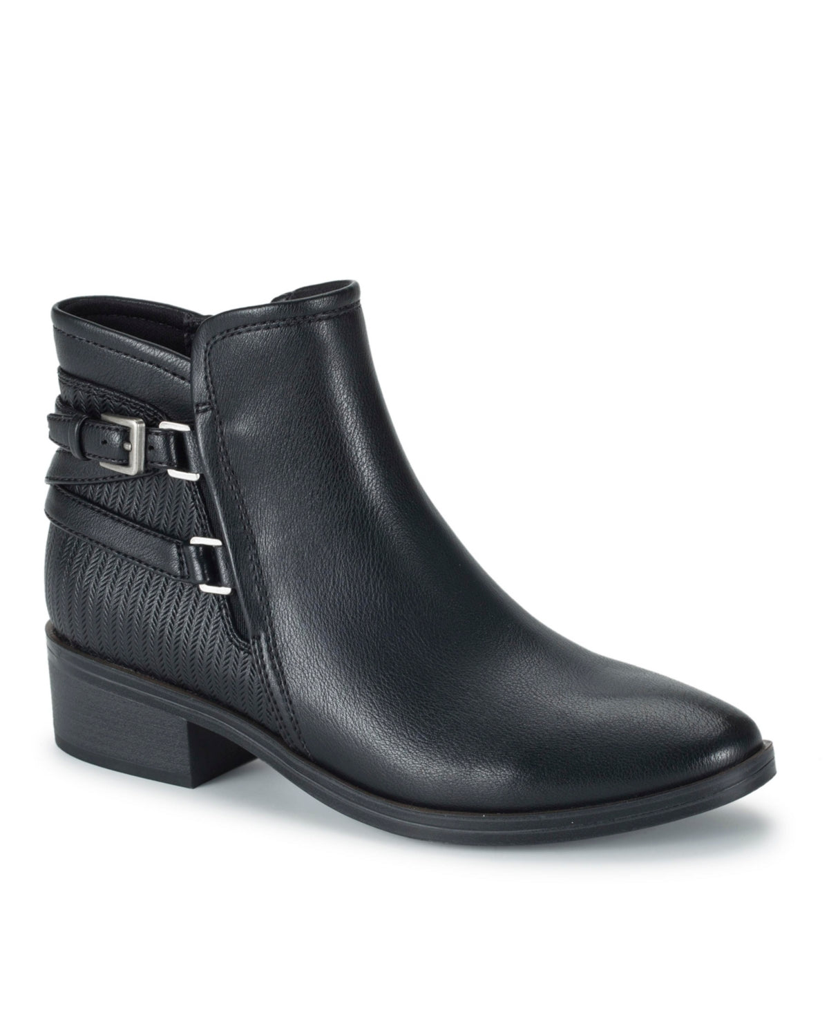 Baretraps Size 5.5 Womens Black Buckled Accent Straps zip-up booties