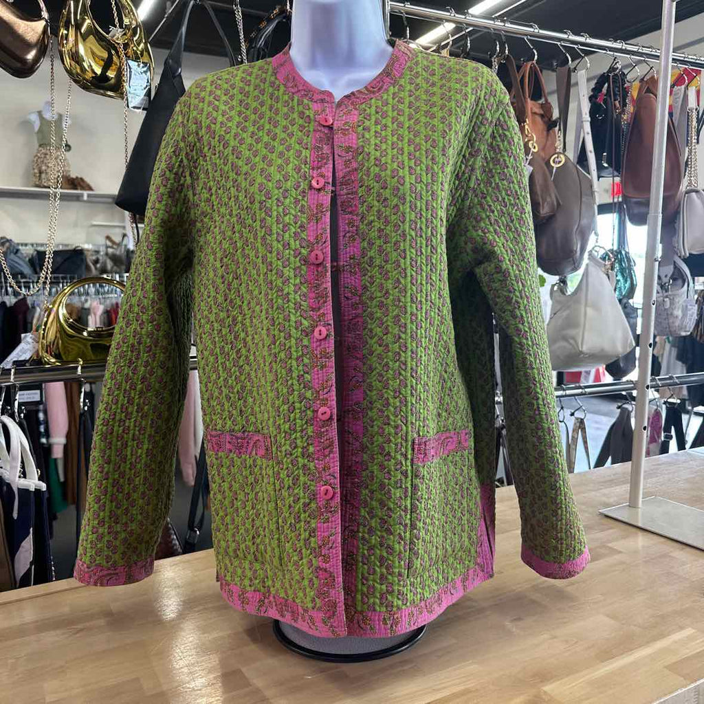 Provence Size M Pink & Green Cardigan