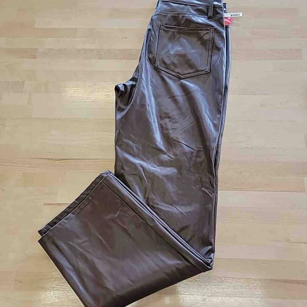 dollhouse Size 11/12 Amber Brown Vegan Leather High Rise Wide Leg Pants NWT