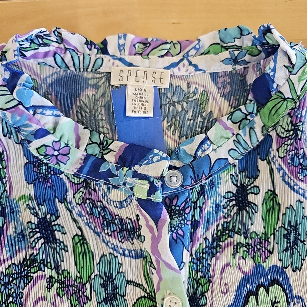 Spence Size L Blue Button Down Shirt