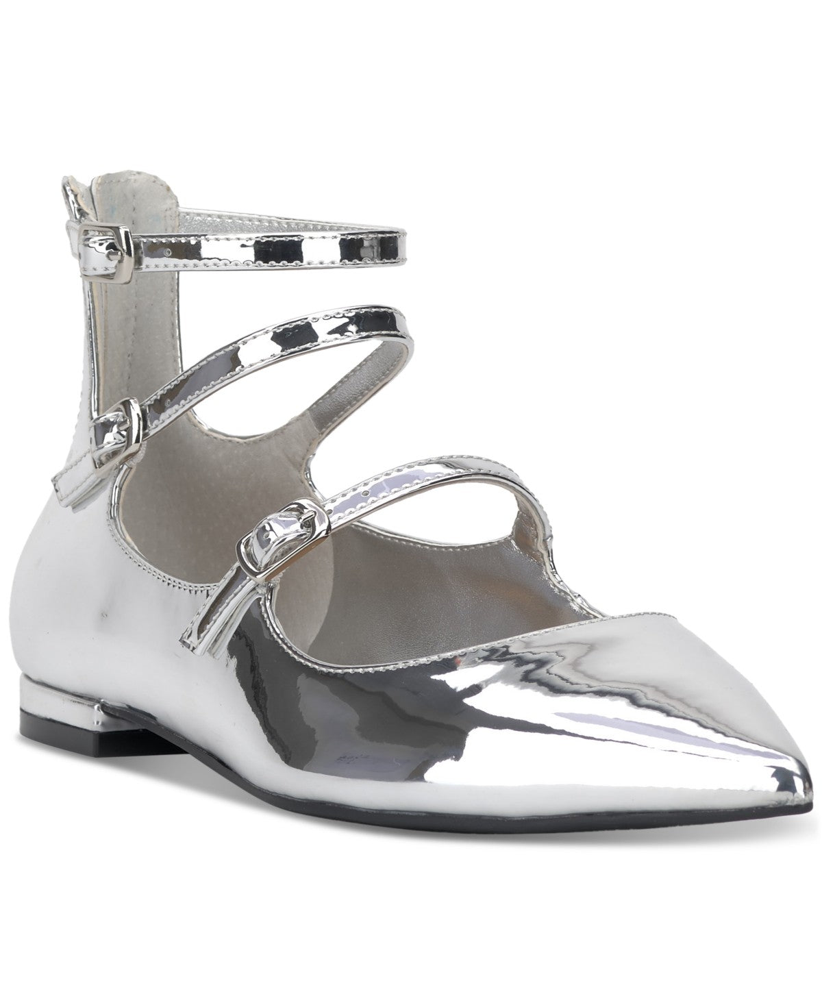I.N.C. International Concepts Valan Triple-Strapped Flats Silver TPU 8M