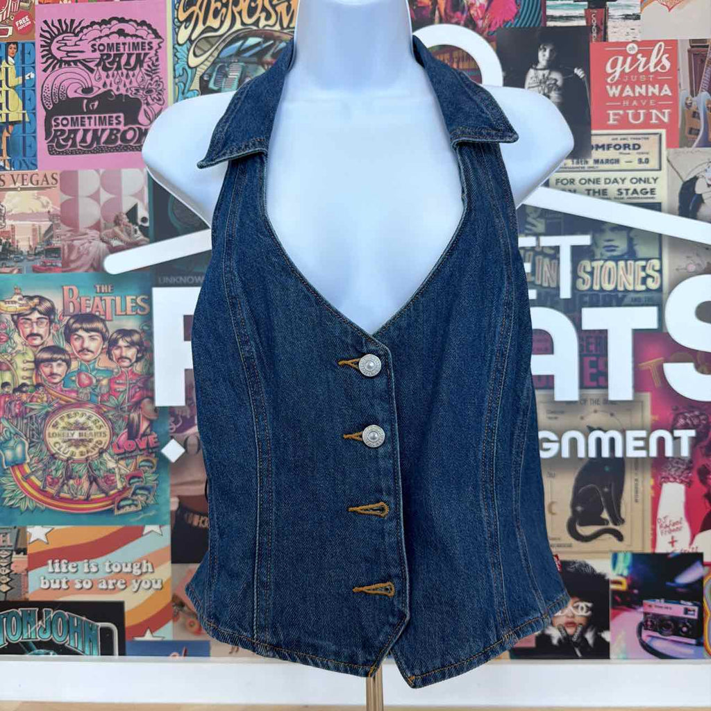 Levi's Size XXL Levi's Women's Bria Cotton Denim Corset Cropped Top - Cornerback