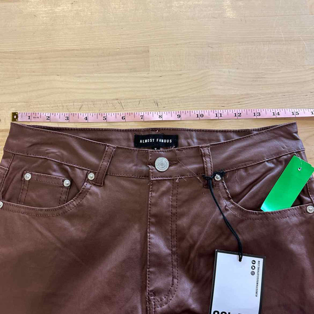Almost Famous Juniors' 90s Faux-Leather Wide-Leg Pants