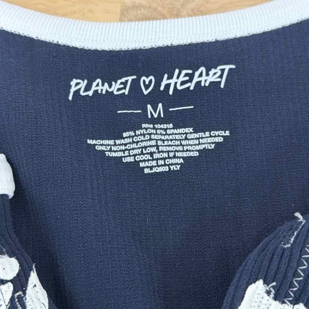 Planet Heart Size M Seamless Graphic Long Sleeve - Navy