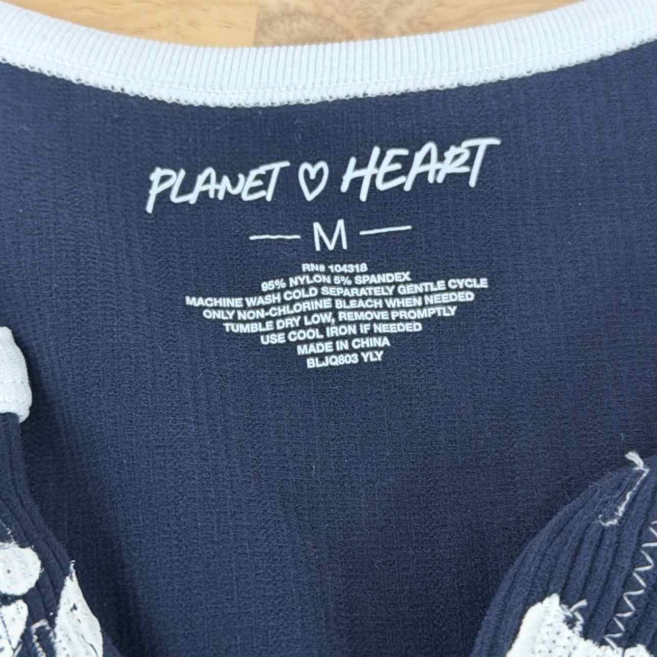 Planet Heart Size M Seamless Graphic Long Sleeve - Navy