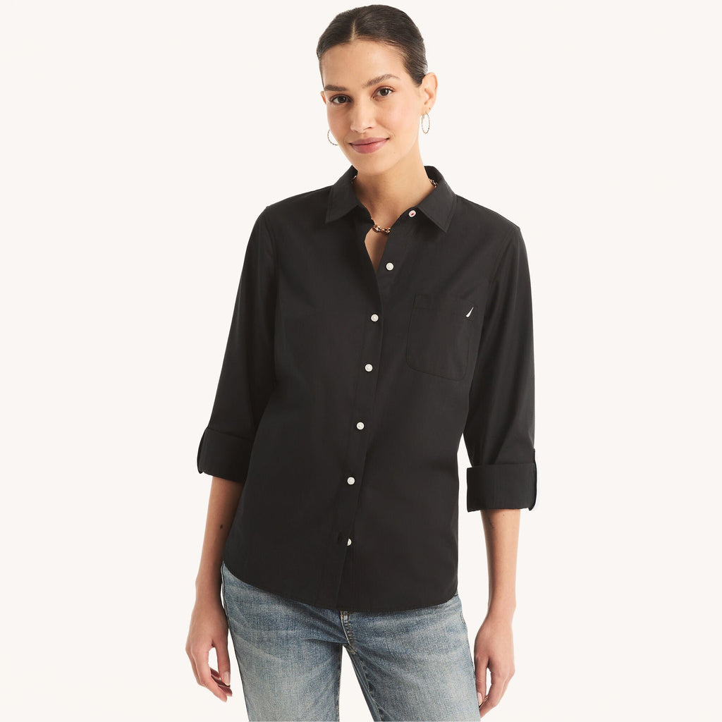 Nautica Size XL Black New Button Down Shirt