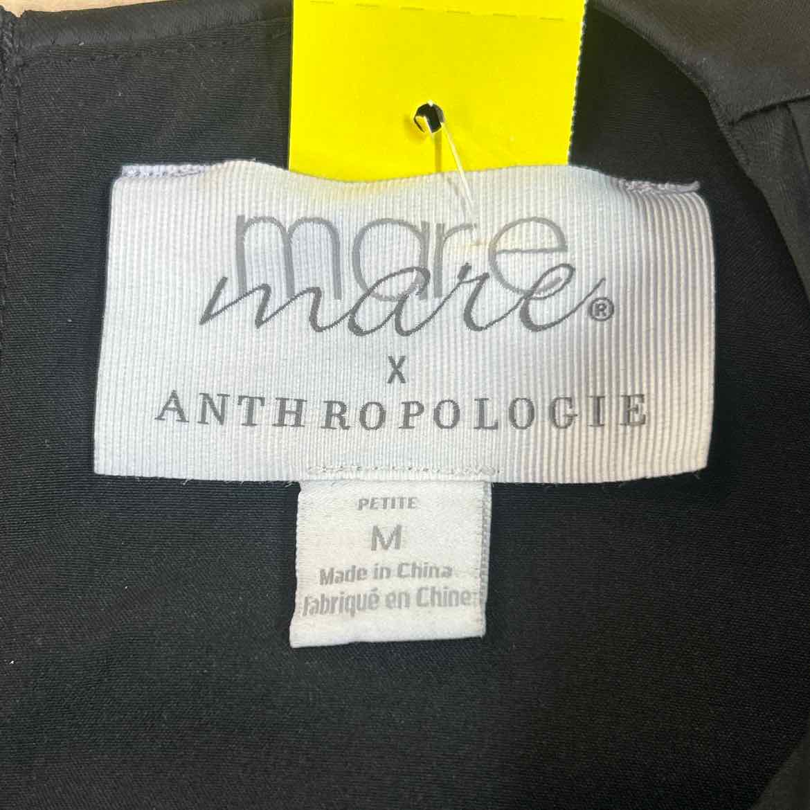 Anthropologie Size M Black Satin Preloved Blouse LS