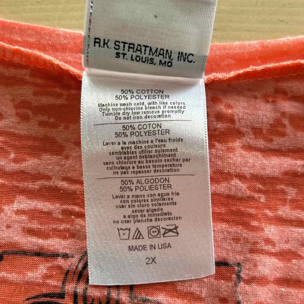 Harley Davidson Size 2X Orange Preloved T-Shirt SS