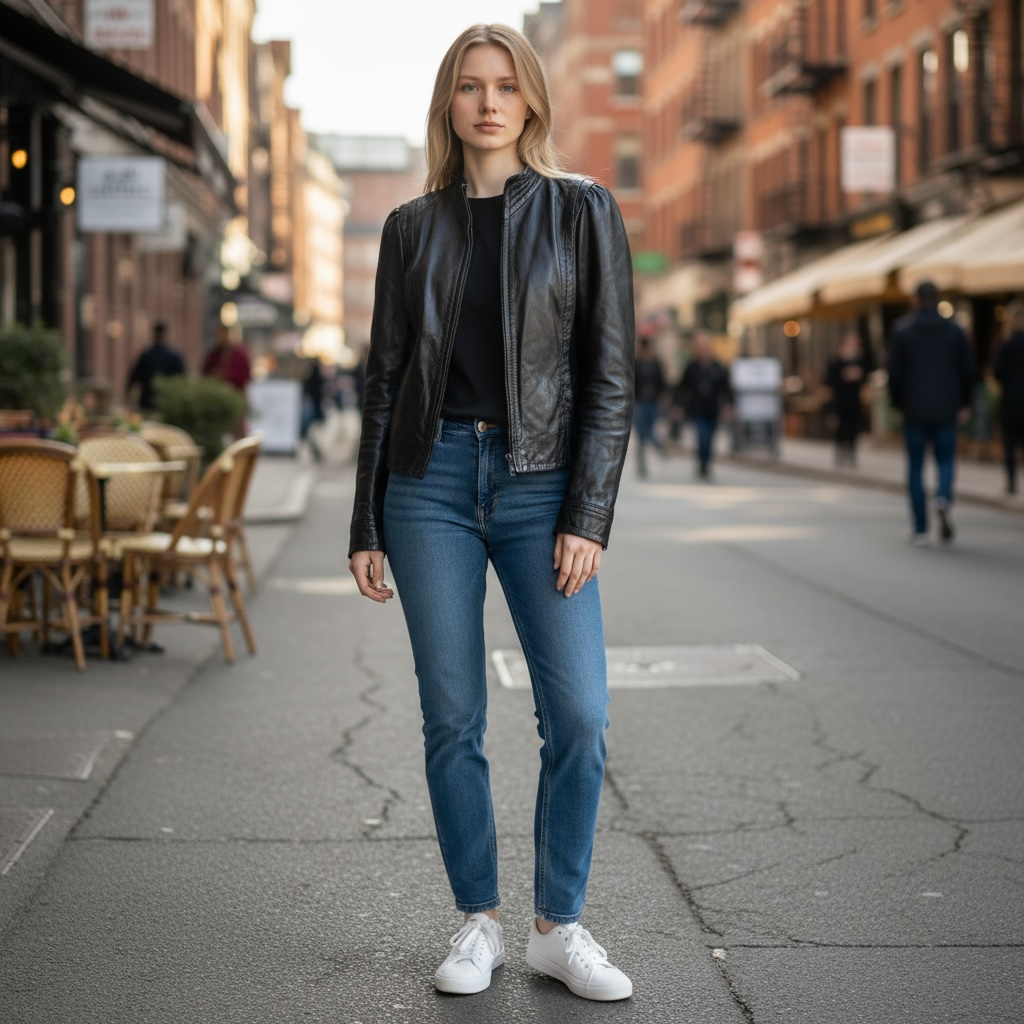 CasaBlanca Size 9 Black Leather Jacket