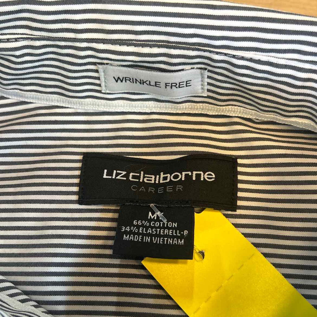 Liz Claiborne Size MT Black White Preloved Button Down LS