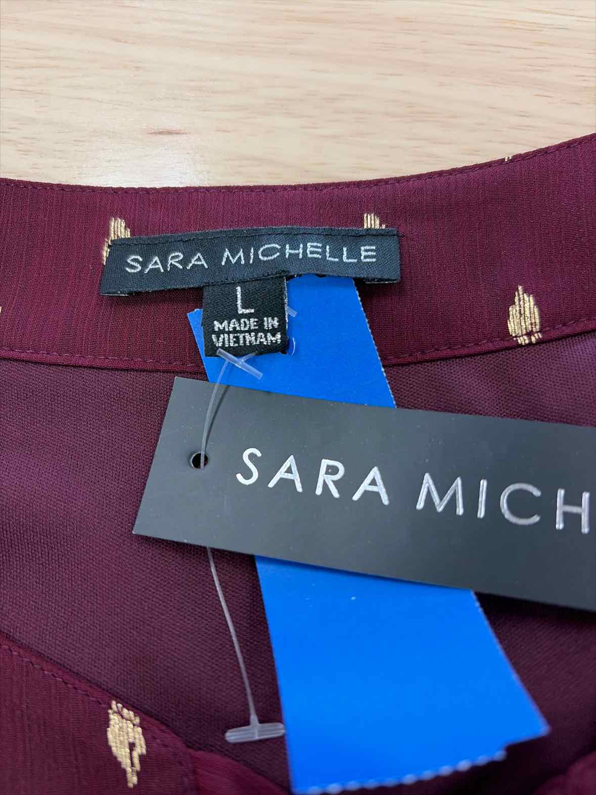 sara michelle Size L Burgundy & Gold New Blouse LS