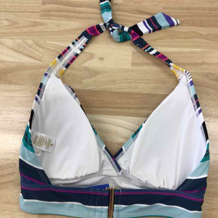 Anne Cole Size D Striped Halter Bikini Top for Ladies - Multi Color