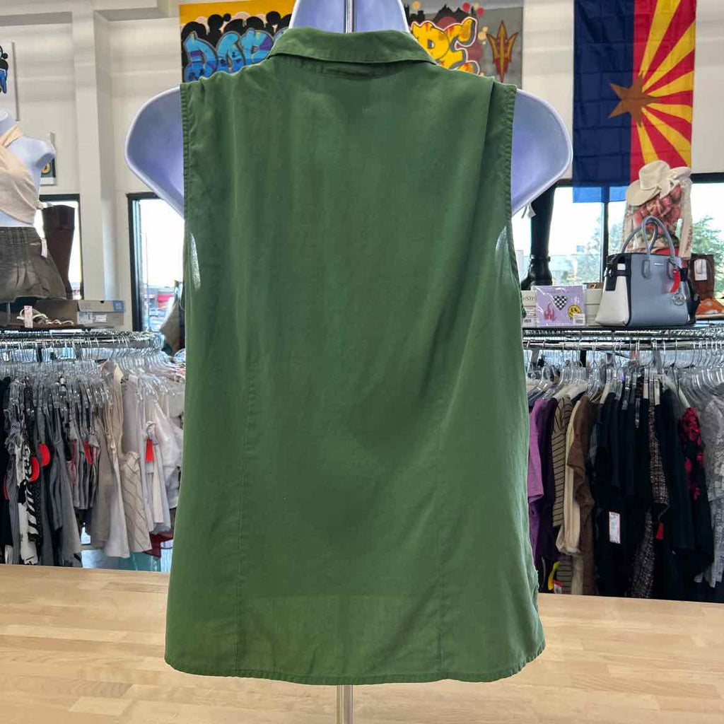 Notations Size M Green Silk Preloved Sleeveless