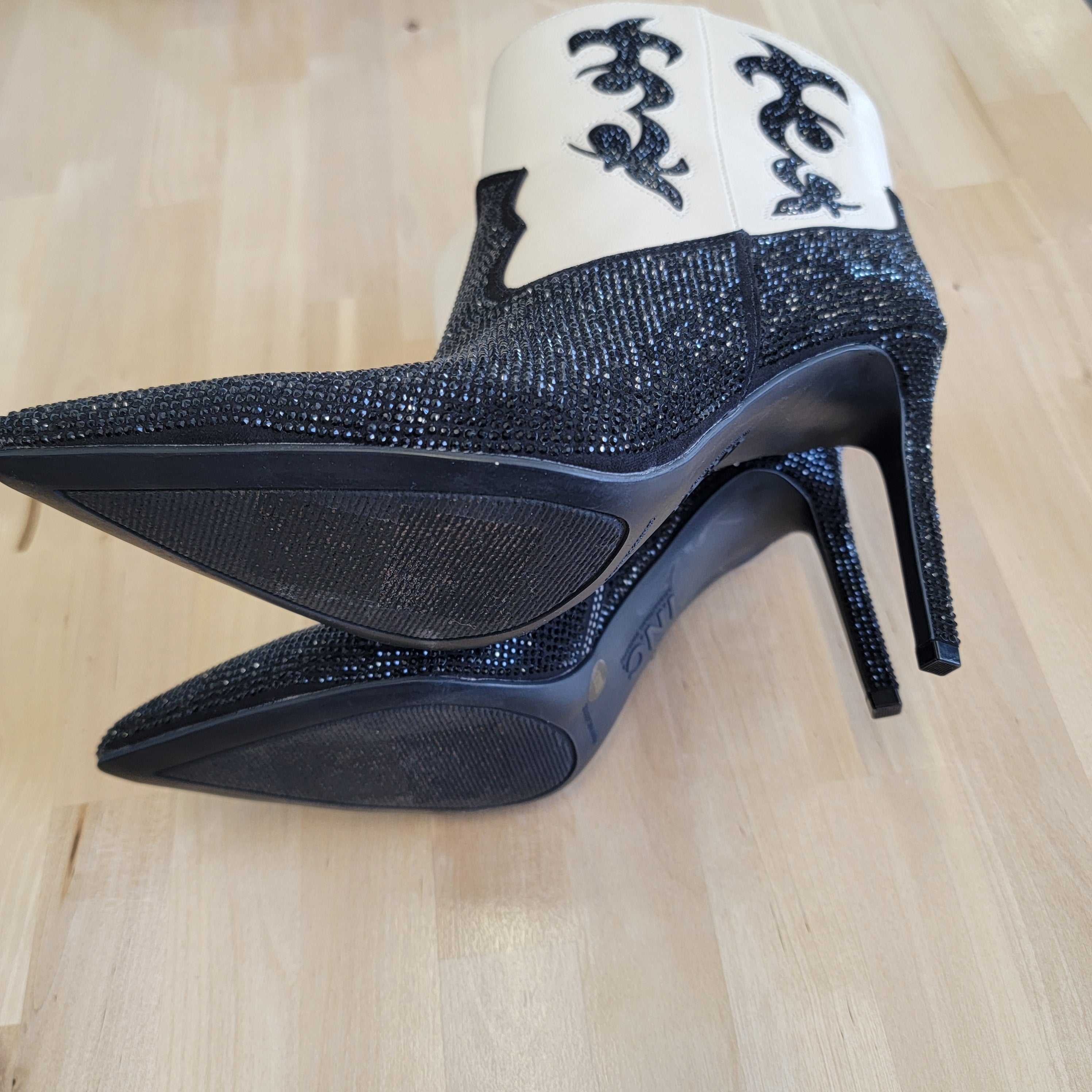 INC Shoe Size 9.5 Black & Cream Western Bling Bootie NWT