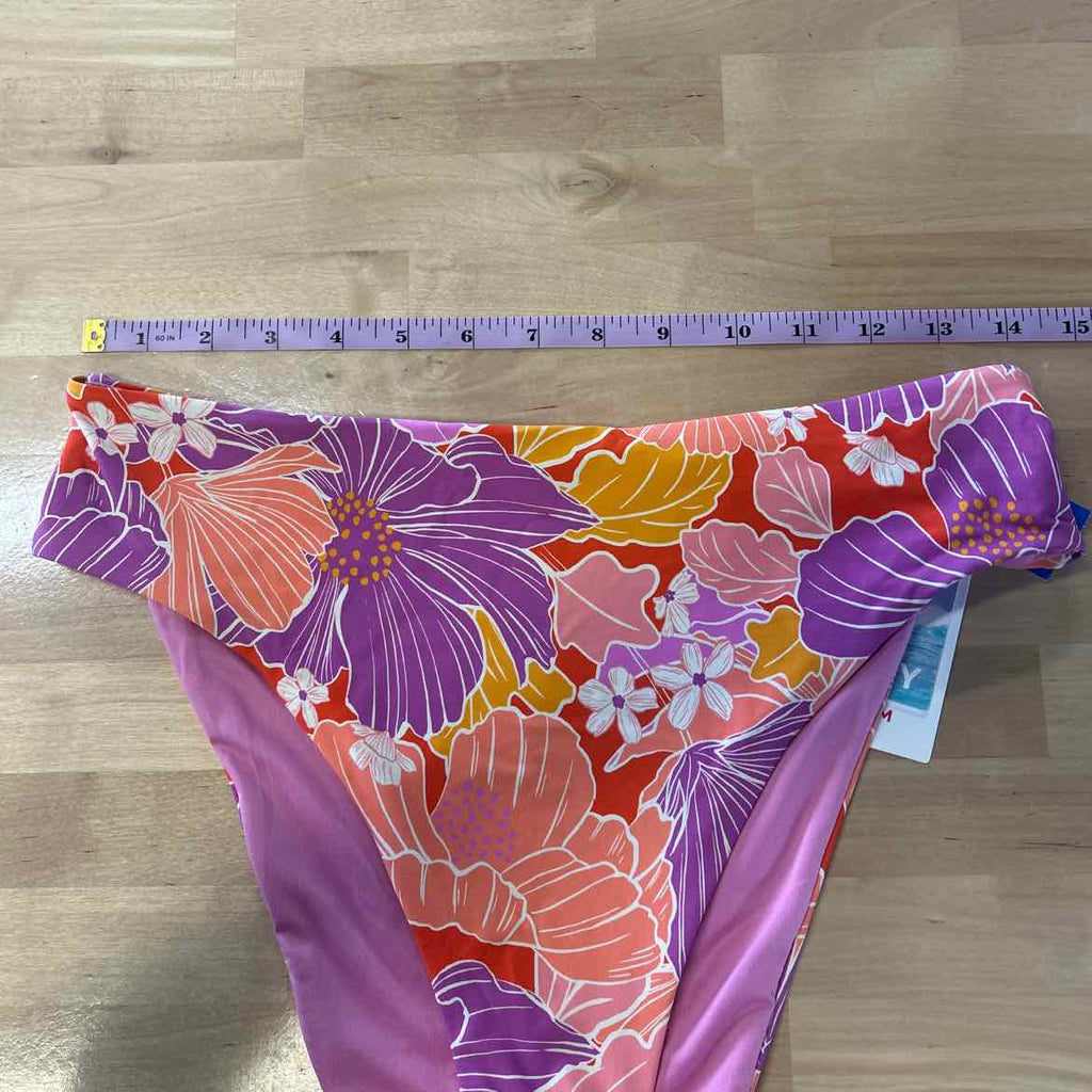 Roxy Size L Bell Bottom Blooms High Waist Bikini Bottoms
